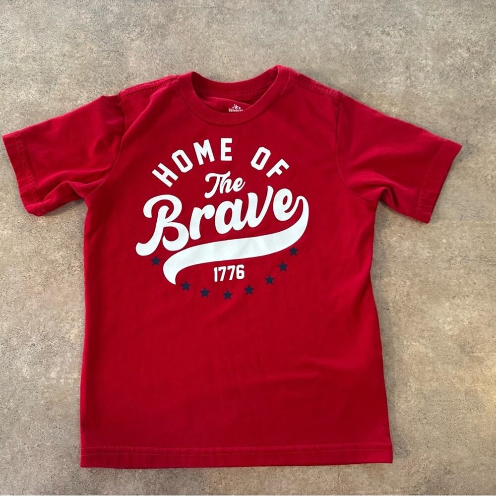 Way to Celebrate Home of the Brave Youth Short Sleeve Tee July 4th Size XS 4/5